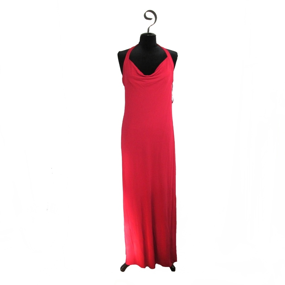 Jones NY Dk Red Halter Neck Long Dress Size L NWT